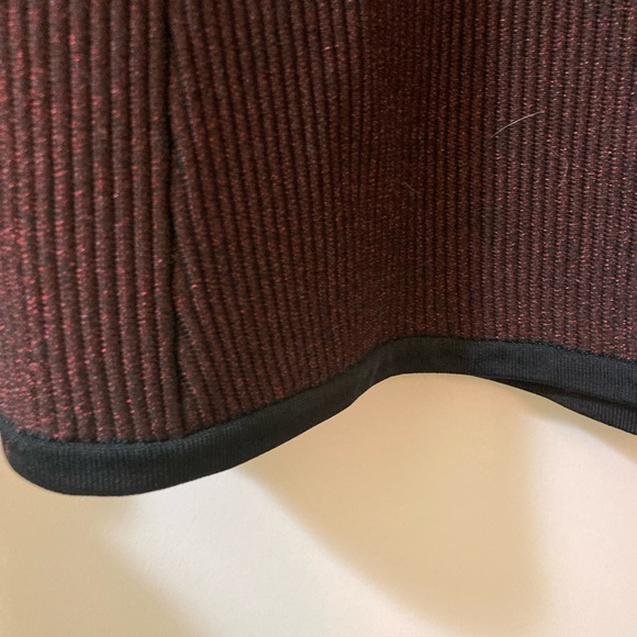 A.L.C. Zipper Front A-Line/Flare Skirt, Metallic Burgundy Thread with Black Trim - Picture 5 of 8